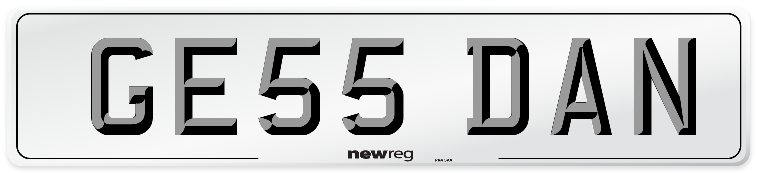 GE55 DAN Number Plate from New Reg